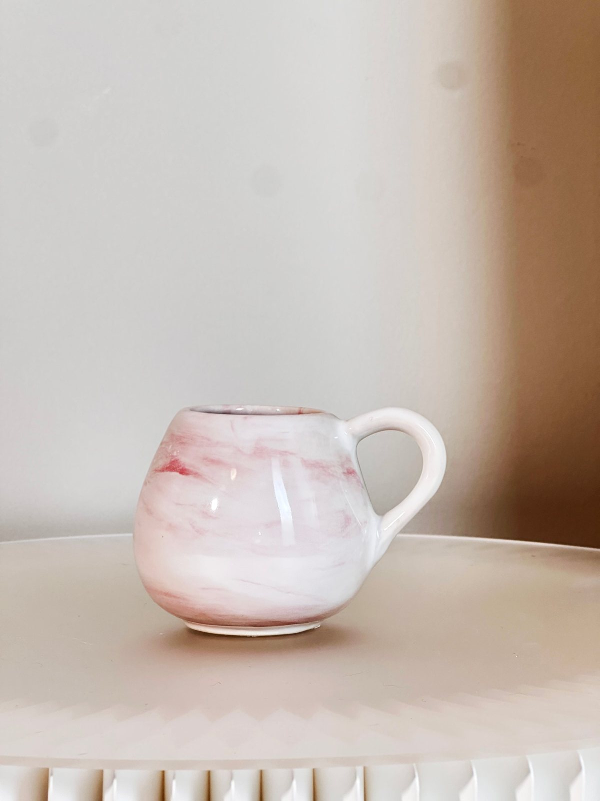 Wheel-thrown mug, marbled glaze