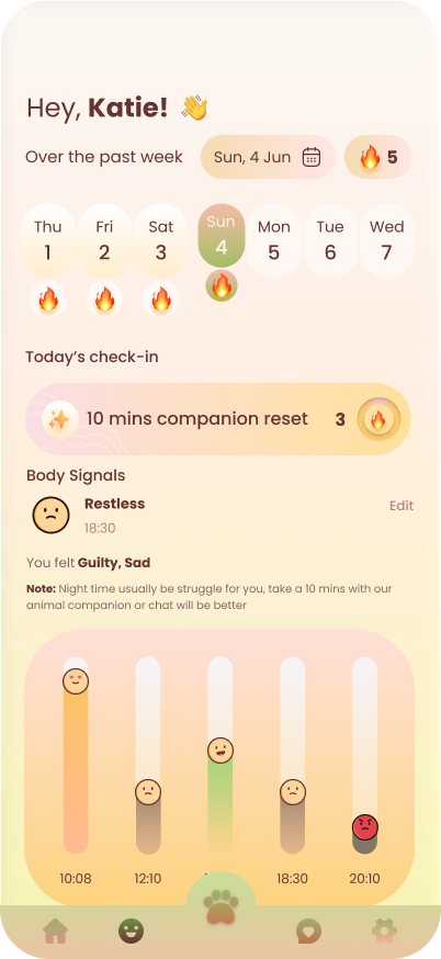 Insights: body signals, feelings and patterns over the week