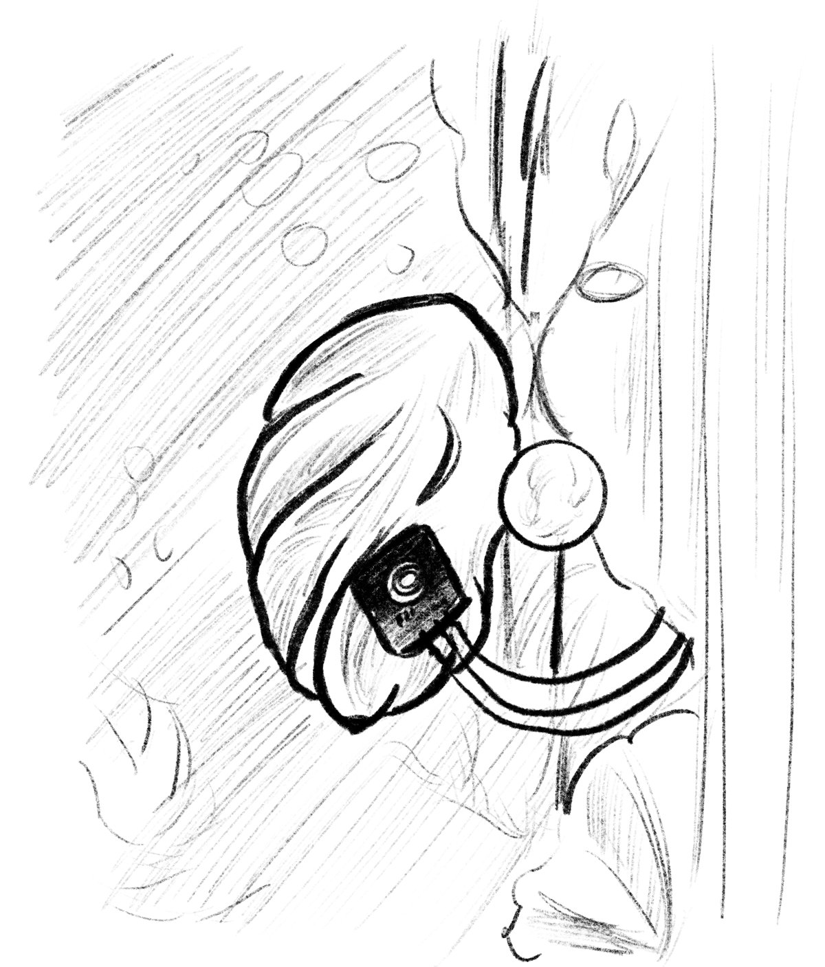 Sketch: cocoon and sensor on the pillar